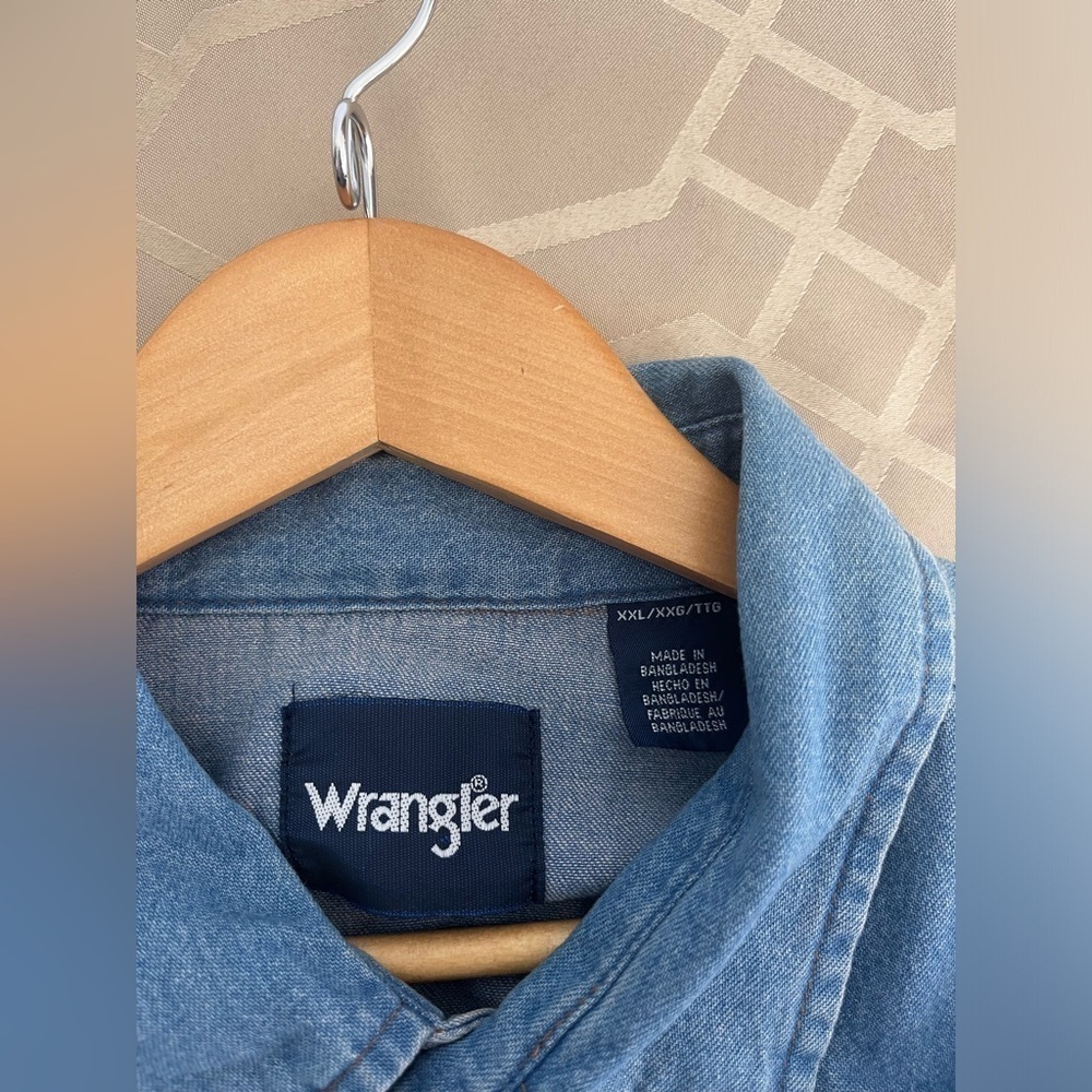 Wrangler Men Authentic Western Work Shirt Cowboy Cut Pearl Snap Classic Fit XXL - Picture 4 of 8